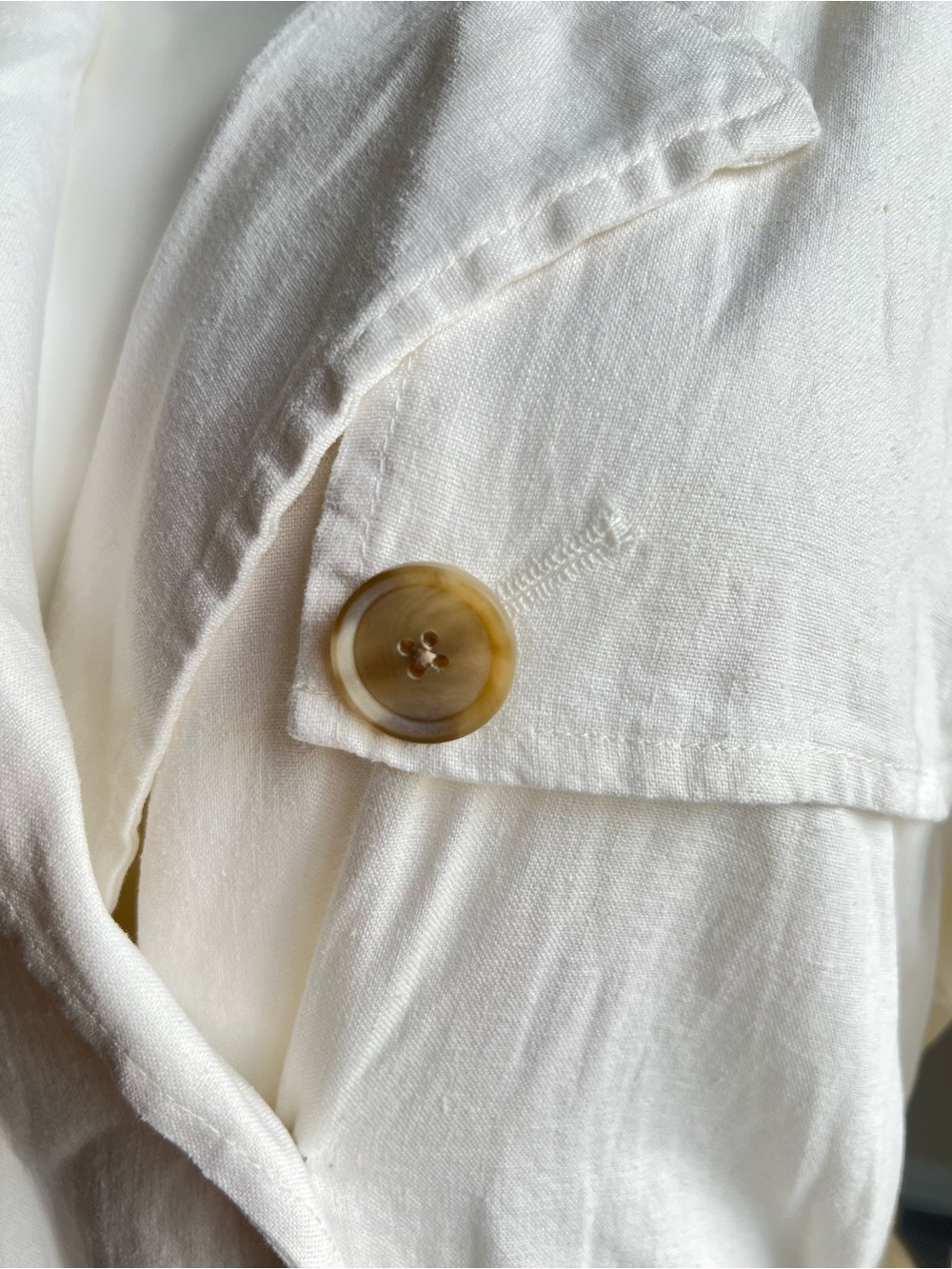 A New Day White Linen Midi Unlined Trench Coat Women . - Picture 4 of 11